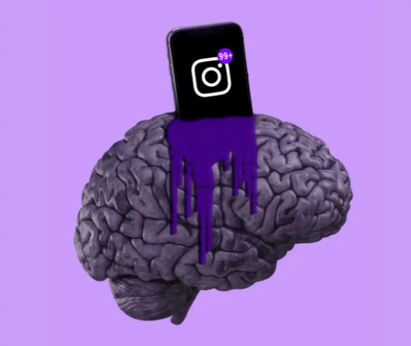 Smartphone inséré dans un cerveau qui saigne